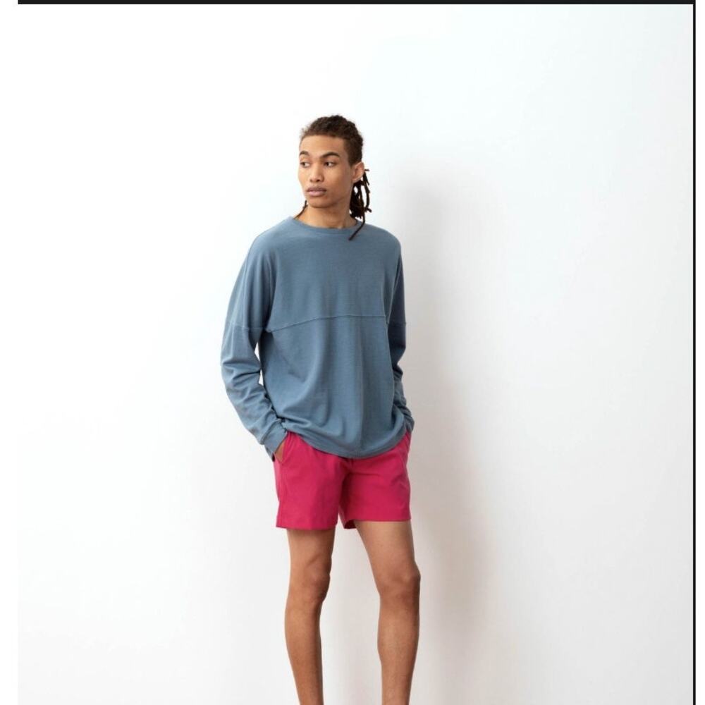 Outlier Mackenzie Merino Billboard Long Sleeve Layer Tee in Seascape blue size L